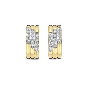 Ti Sento Gold Plated Cubic Zirconia 3 Row Stud Earrings