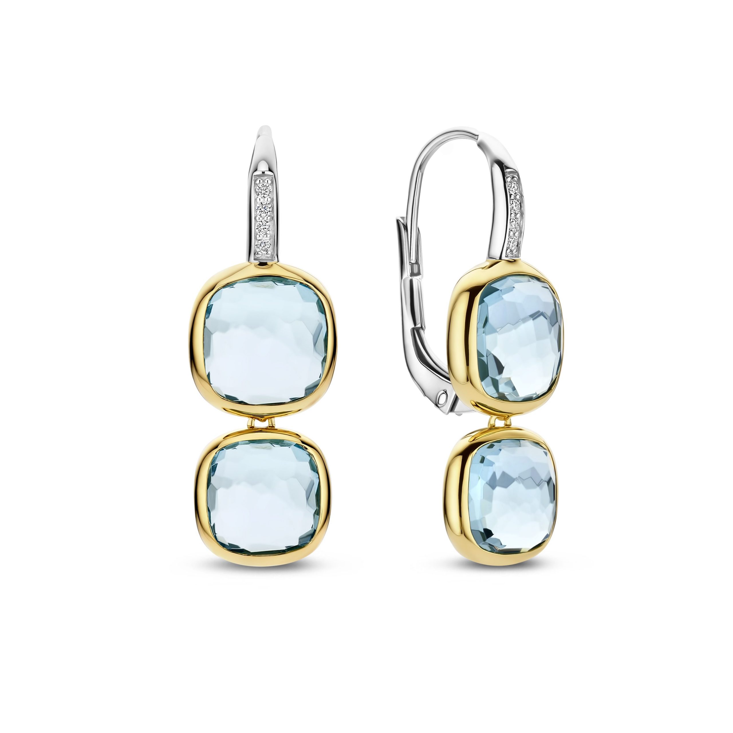 Ti Sento Gilded Silver Blue Stone Earrings - Image 2