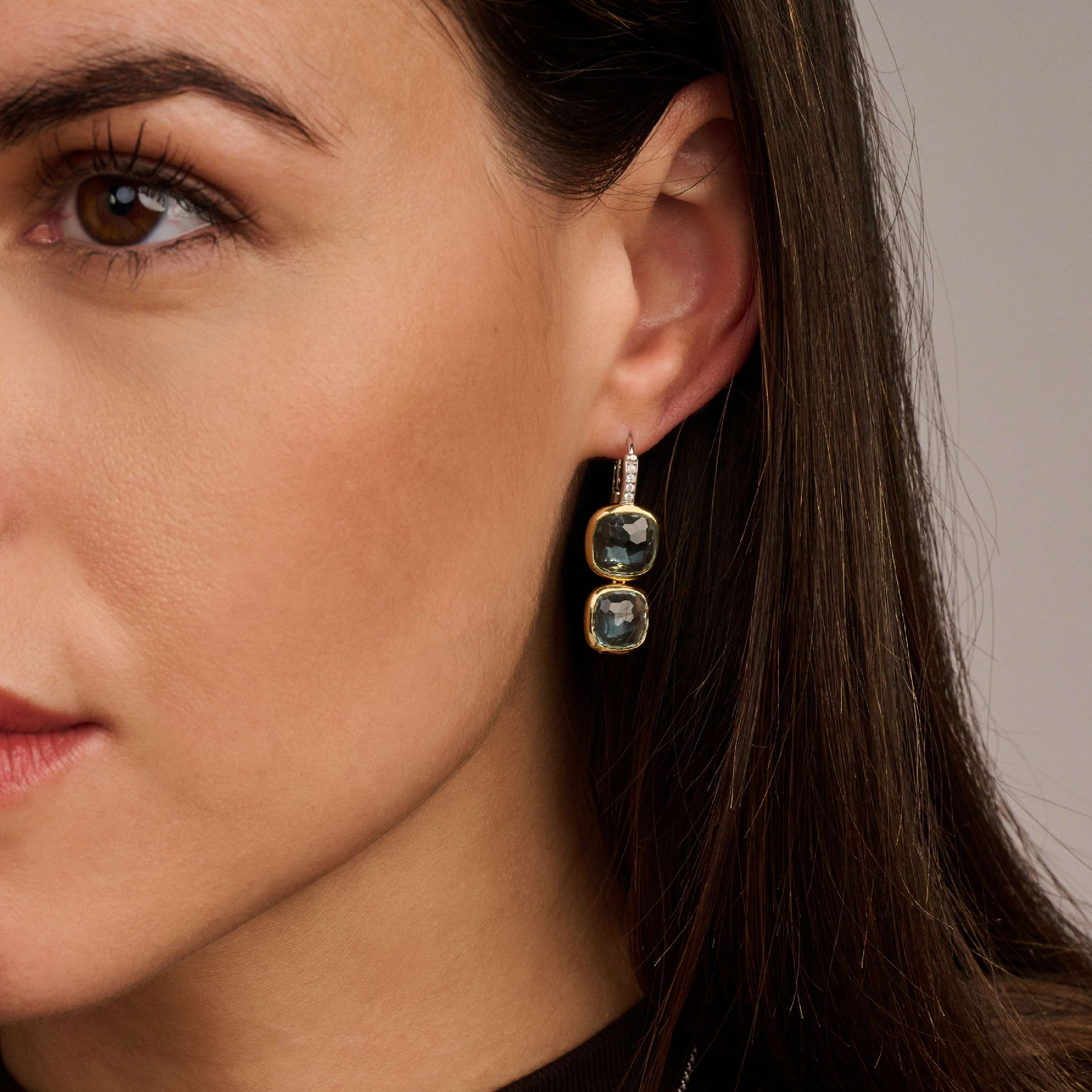 Ti Sento Gilded Silver Blue Stone Earrings - Image 4