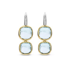Ti Sento Gilded Silver Blue Stone Earrings