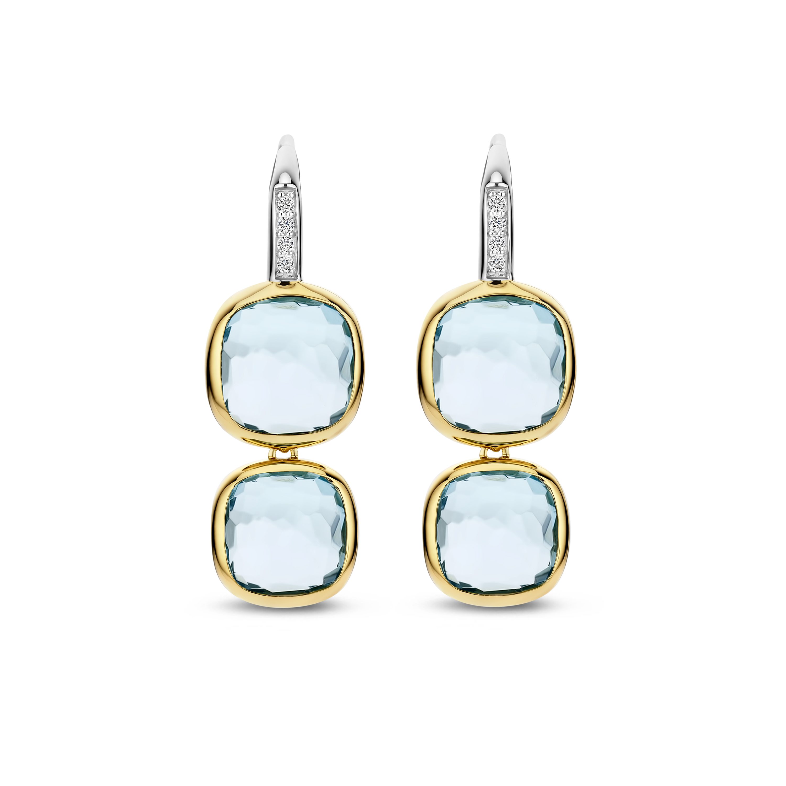 Ti Sento Gilded Silver Blue Stone Earrings