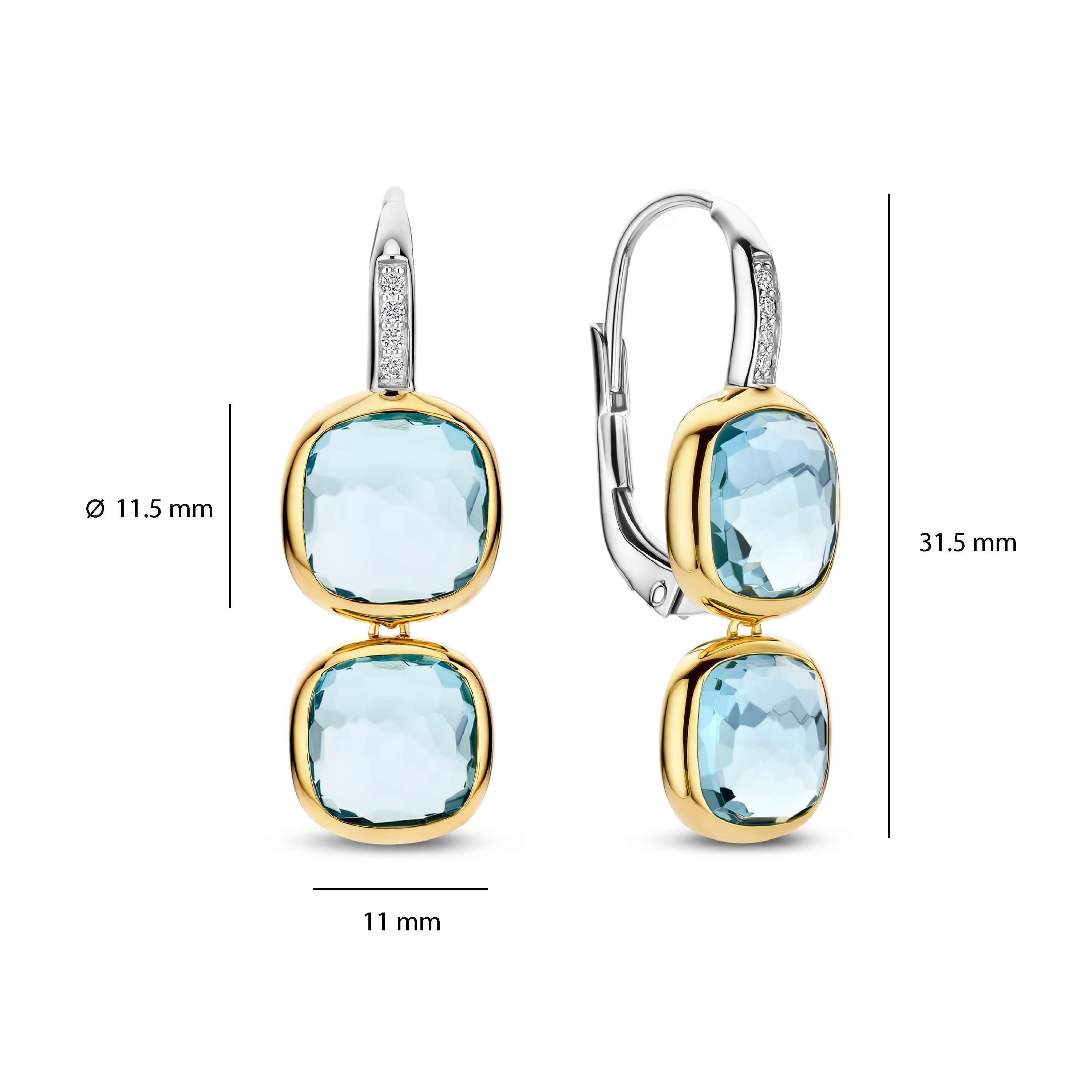 Ti Sento Gilded Silver Blue Stone Earrings - Image 3