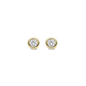 Ti Sento Gold Plated Cubic Zirconia Rubover Stud Earrings