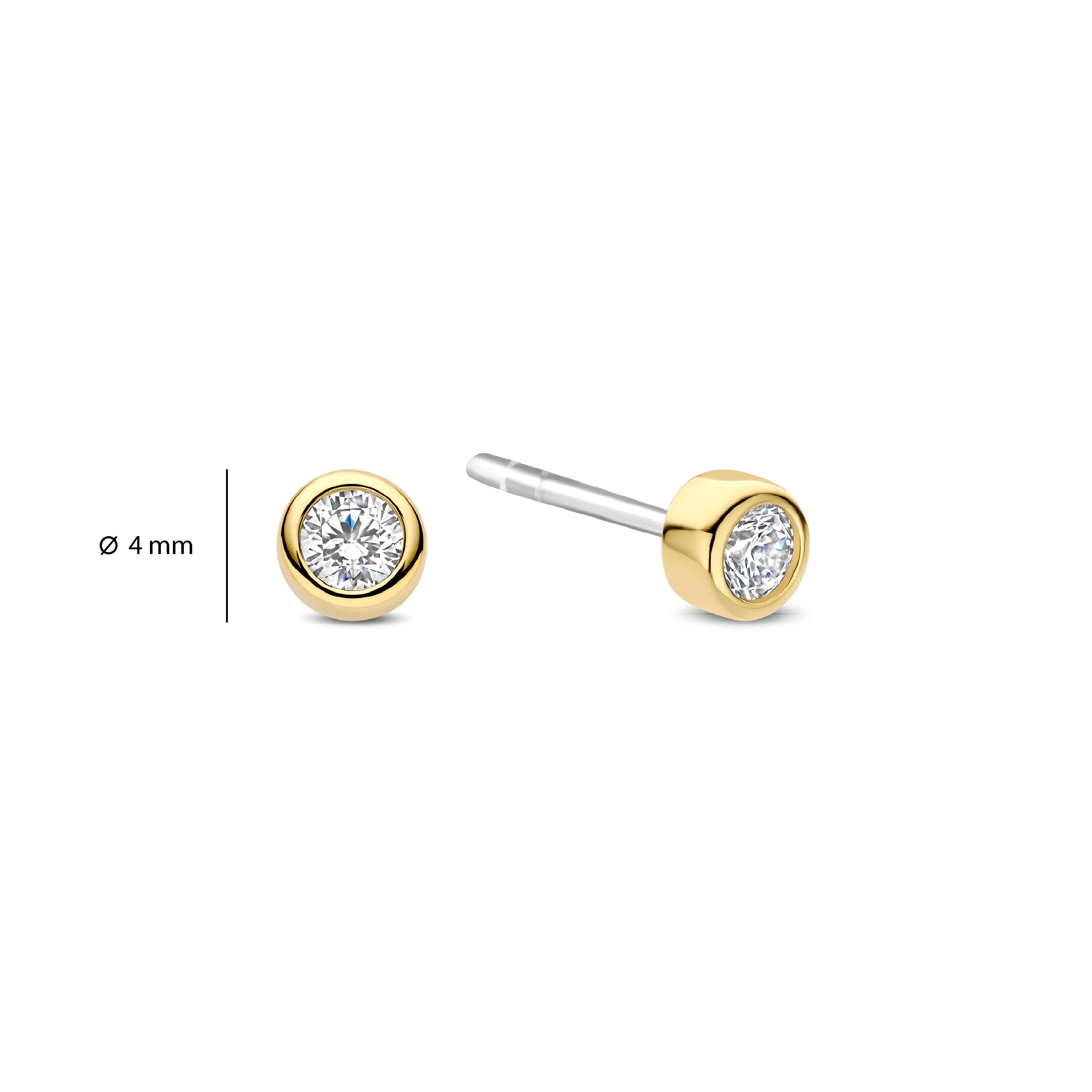 Ti Sento Gold Plated Cubic Zirconia Rubover Stud Earrings - Image 4