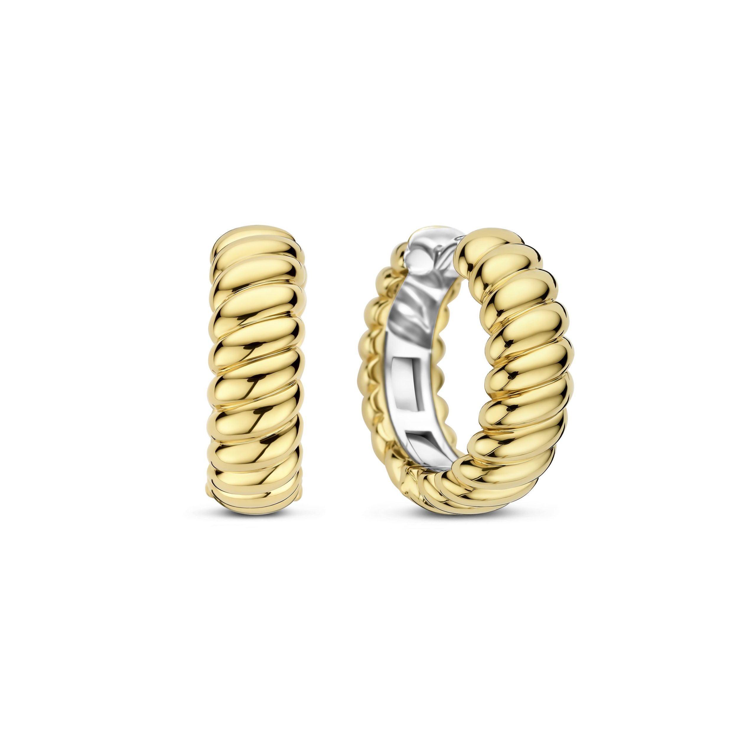 Ti Sento Ridged Gold Plated Hoop Earrings - Image 2