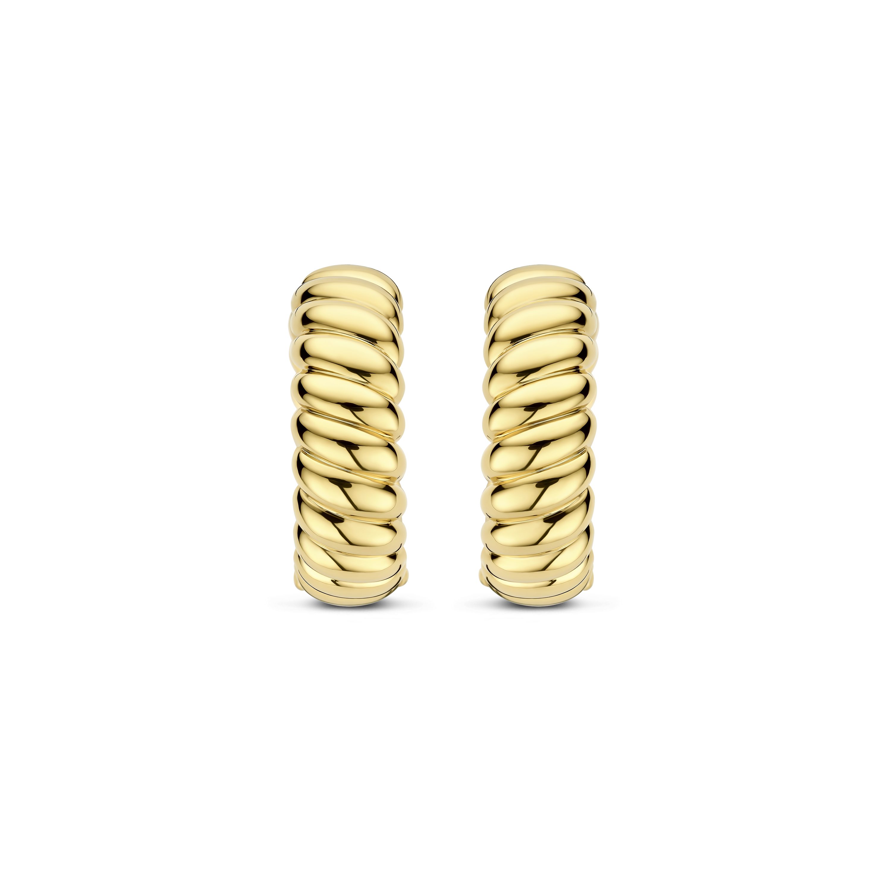 Ti Sento Ridged Gold Plated Hoop Earrings