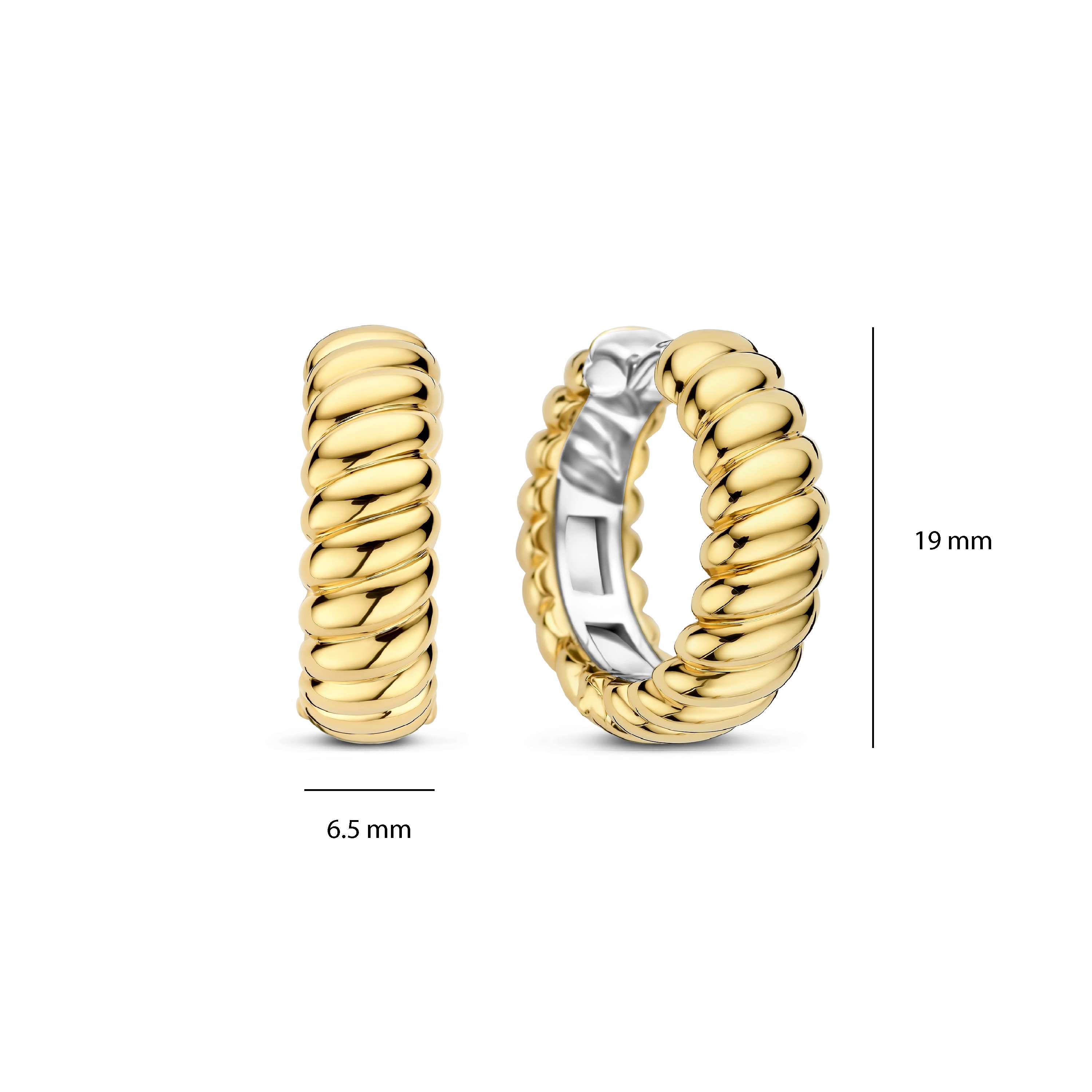 Ti Sento Ridged Gold Plated Hoop Earrings - Image 4
