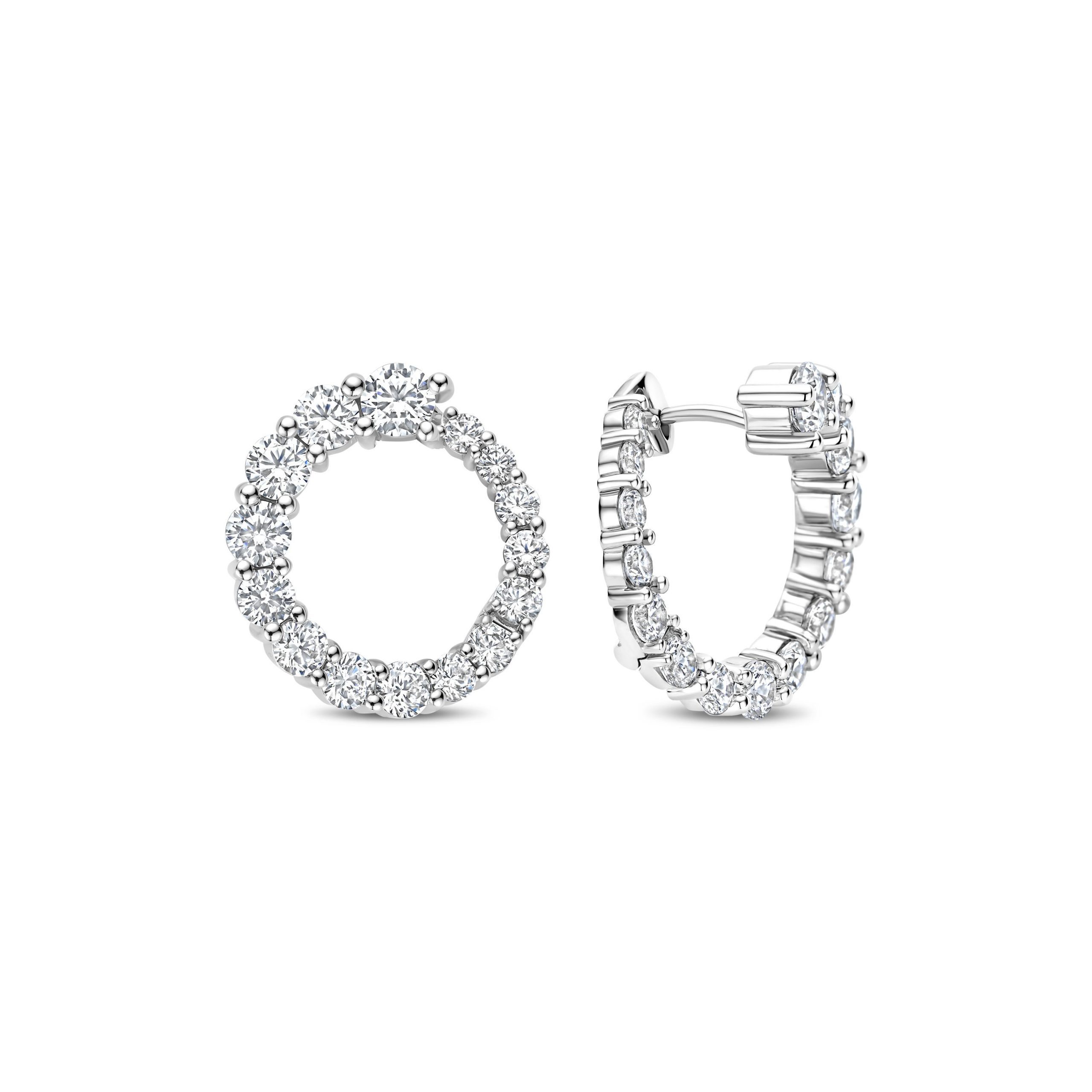 Ti Sento Silver Cubic Zirconia Twist Hoop Earrings - Image 2