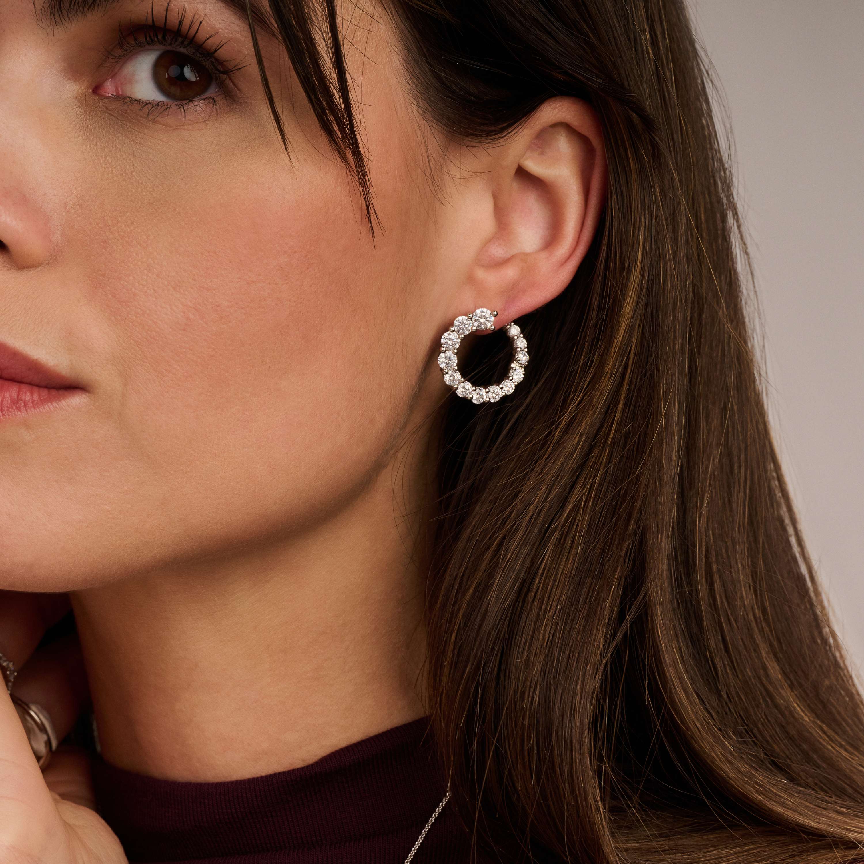 Ti Sento Silver Cubic Zirconia Twist Hoop Earrings - Image 3