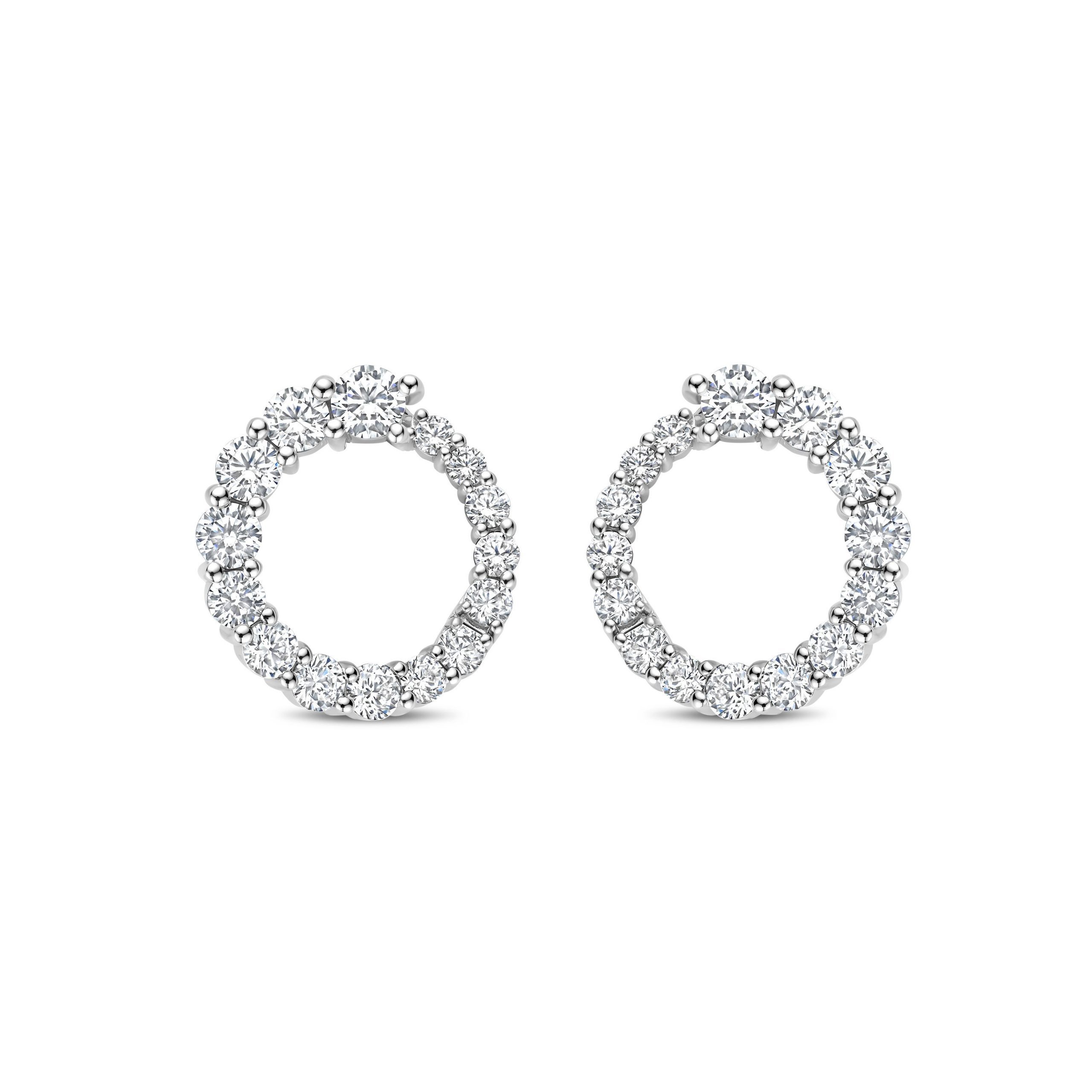 Ti Sento Silver Cubic Zirconia Twist Hoop Earrings