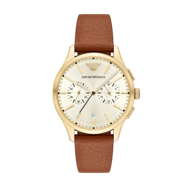 Armani Dario Chrono Gold Plated Case Gents Watch