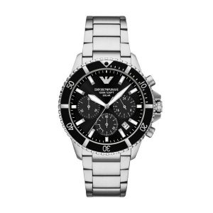 Armani World Explorer Chrono Stainless Steel Black Dial Gents Watch