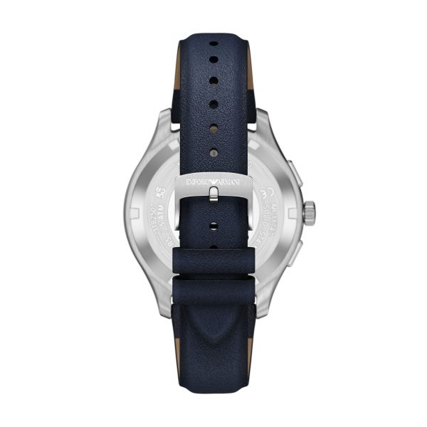 Armani Dario Chrono Blue Dial Pro Planet Leather Strap Gents Watch - Image 3