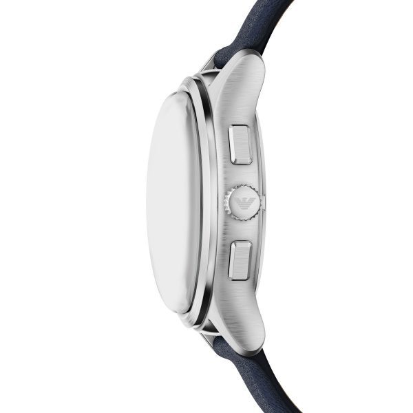 Armani Dario Chrono Blue Dial Pro Planet Leather Strap Gents Watch - Image 4