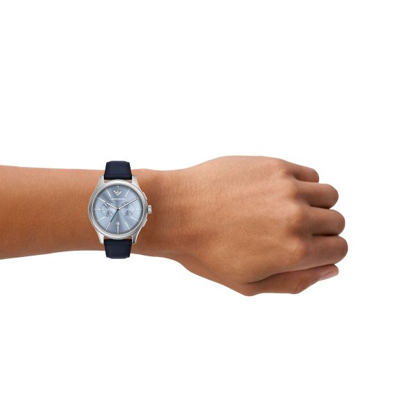 Armani Dario Chrono Blue Dial Pro Planet Leather Strap Gents Watch - Image 5