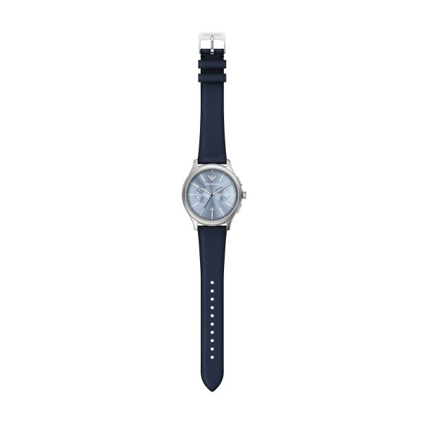 Armani Dario Chrono Blue Dial Pro Planet Leather Strap Gents Watch - Image 2
