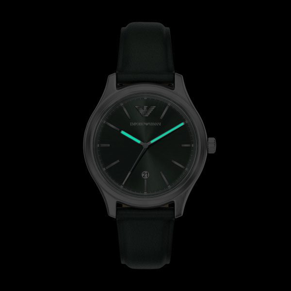 Armani Dario Green Dial Pro Planet Leather Strap Gents Watch - Image 6
