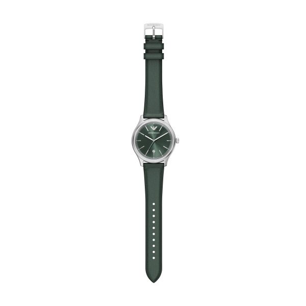 Armani Dario Green Dial Pro Planet Leather Strap Gents Watch - Image 2