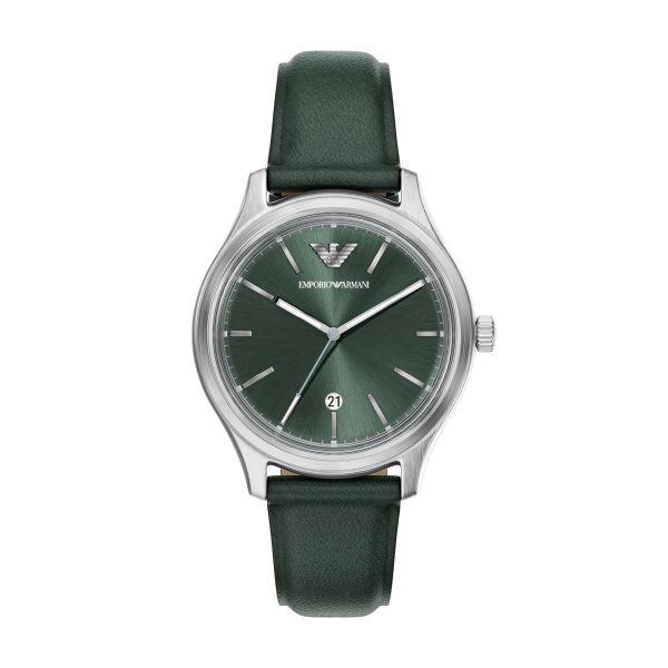 Armani Dario Green Dial Pro Planet Leather Strap Gents Watch