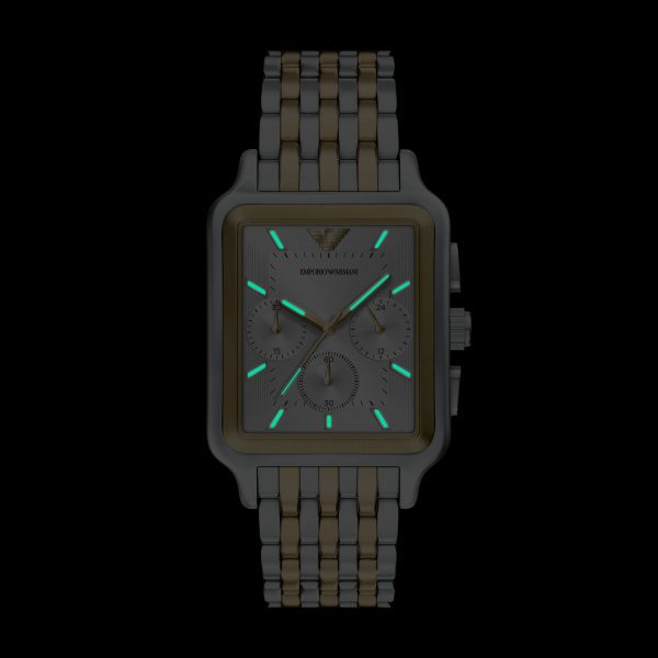 Armani Diego Two Tone Rectangular Chrono Case Gents Watch - Image 5