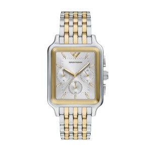 Armani Diego Two Tone Rectangular Chrono Case Gents Watch