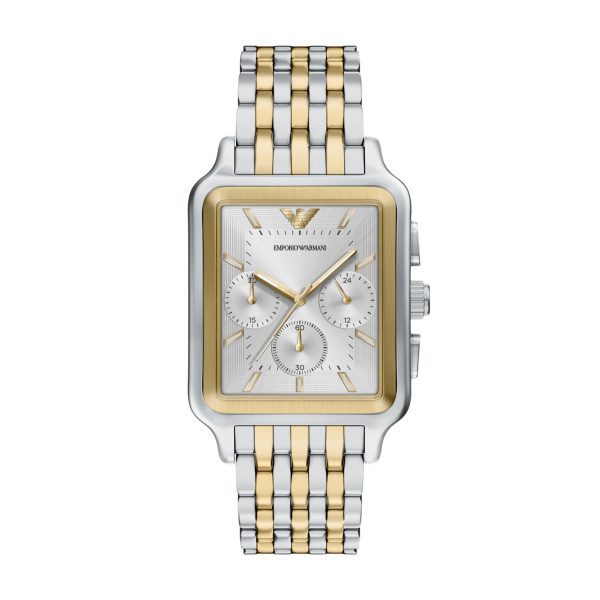 Armani Diego Two Tone Rectangular Chrono Case Gents Watch