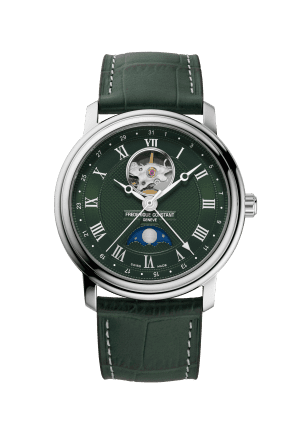 Fredrique Constant Classic Moonphase Heartbeat Green Strap And Dial Watch