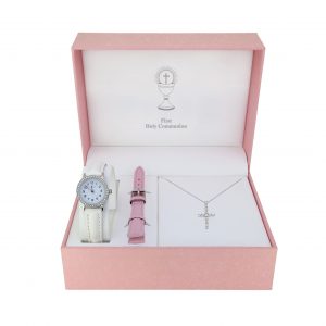Girls Communion Stone Set Watch with Interchangeable Strap and Cross