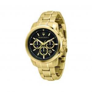 Maserati Successo 44mm Gold Chronograph Black Dial Watch