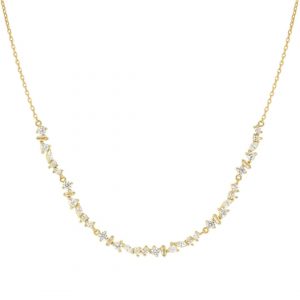 Nomination Gold Colour Wave Necklace with White Stones