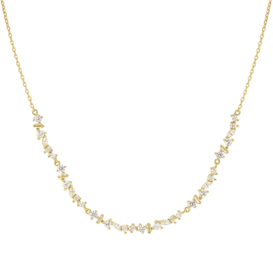 Nomination Gold Colour Wave Necklace with White Stones