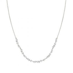 Nomination Silver Colour Wave Necklace with White Stones