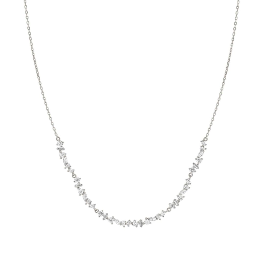 Nomination Silver Colour Wave Necklace with White Stones