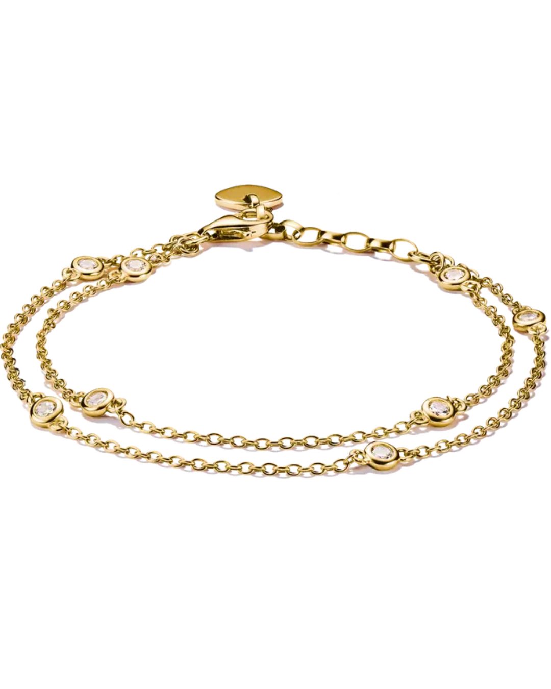 Thomas Sabo Gold Plated Ladies Elyndra Two Row Cubic Zirconia Bracelet