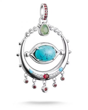 Thomas Sabo Elyndra Silver Eye Amulet Pendant With Turquoise Stones