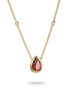 Thomas Sabo Gold Plated Necklace With Red Teardrop Stone