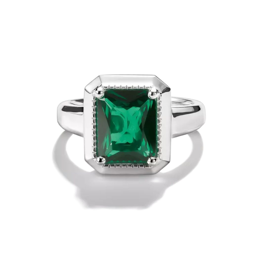 Thomas Sabo Silver Ring With Green Zirconia Stone