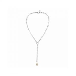 ChloBo Silver Mini Link Pearl Lariat Necklace