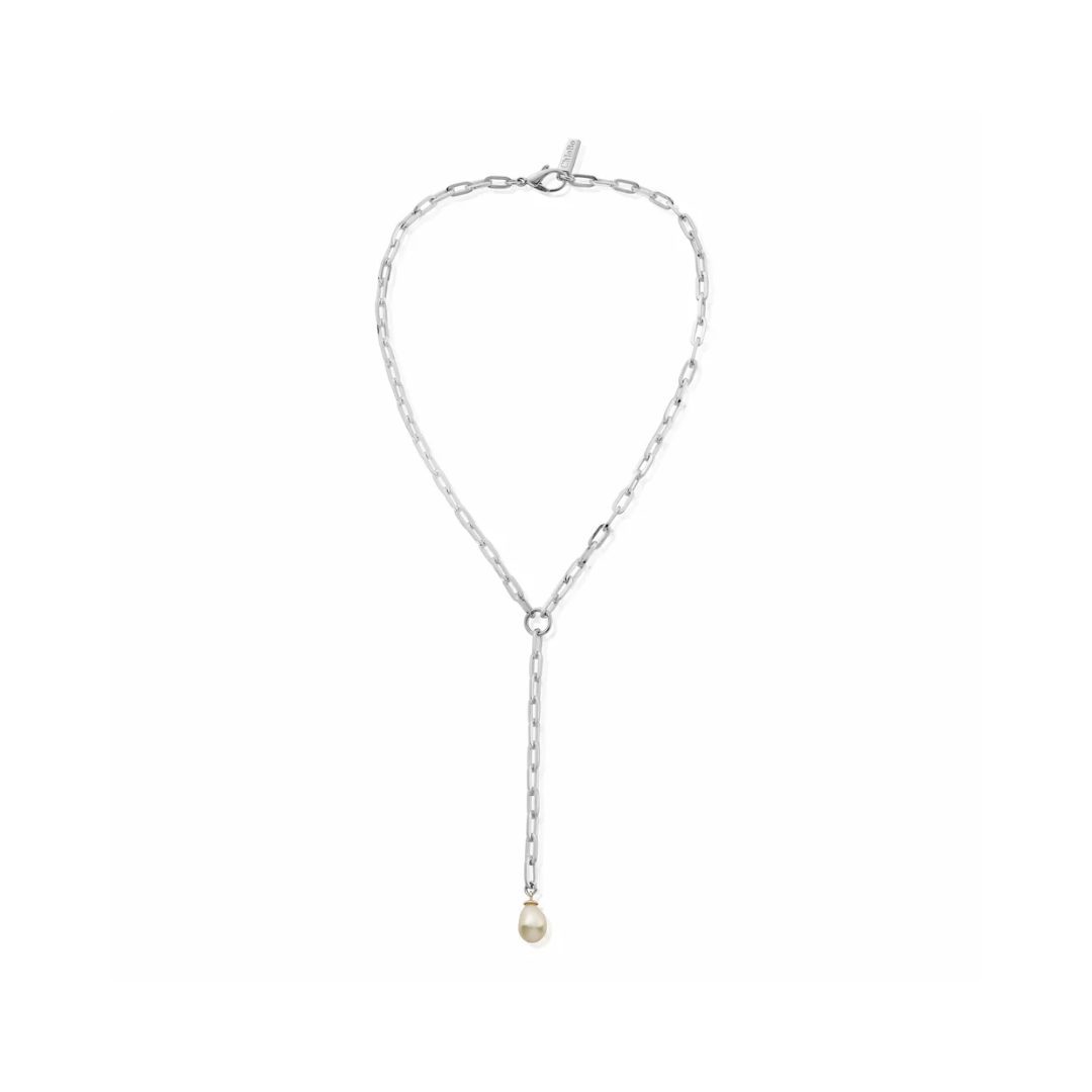 ChloBo Silver Mini Link Pearl Lariat Necklace