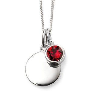 Sterling Silver Engravable Birthstone Pendent