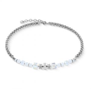 Coeur de Lion Cube Nexus Silver-White Necklace