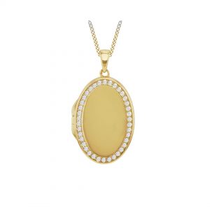 Gold Plated Oval CZ Locket
