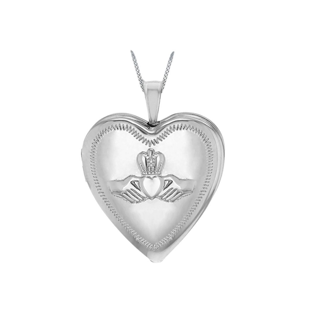 Sterling Silver Heart Claddagh Locket