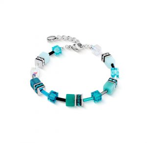 Coeur de Lion GeoCUBE® Iconic Teal Silver Bracelet