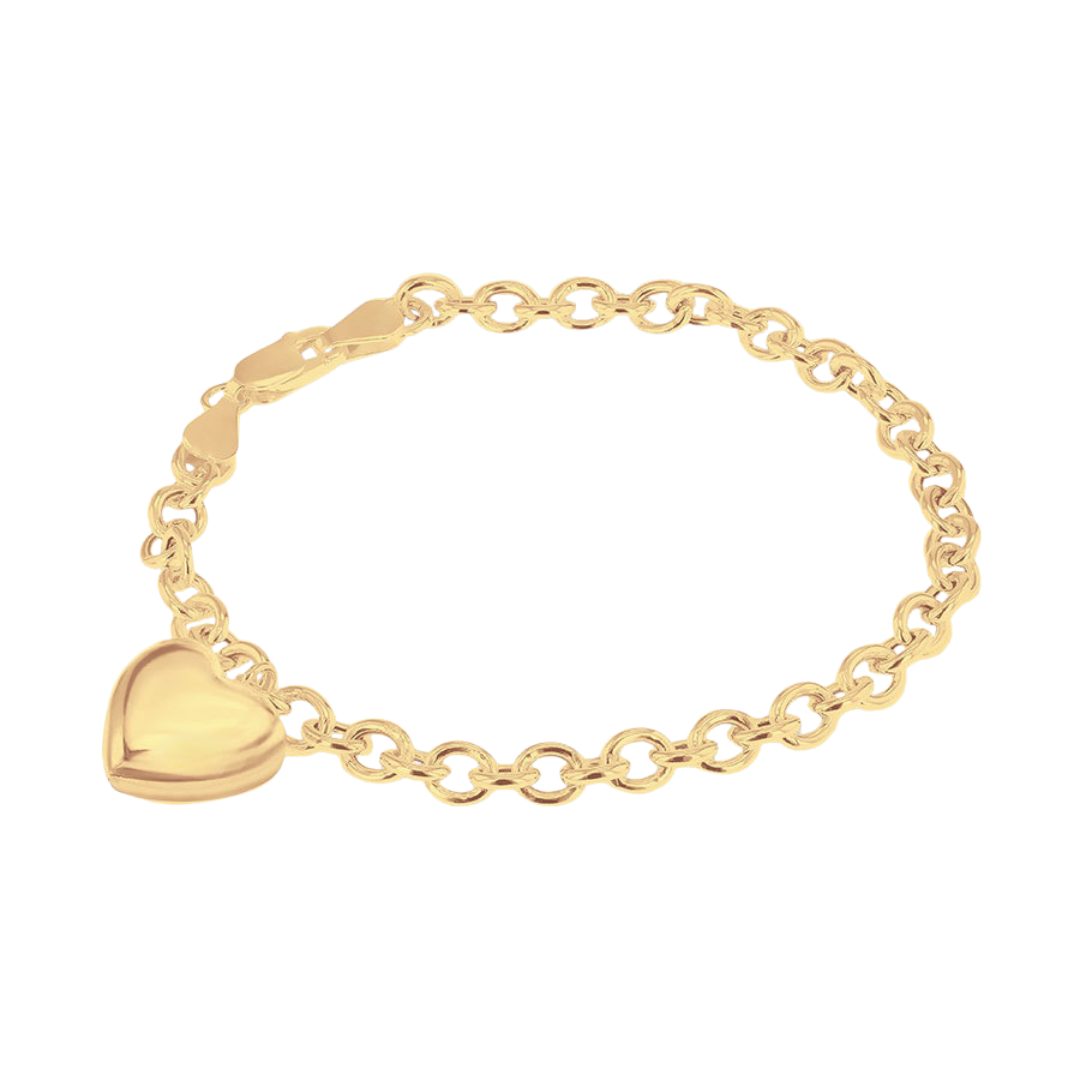 Gold Plated Puffed-Heart Belcher Bracelet