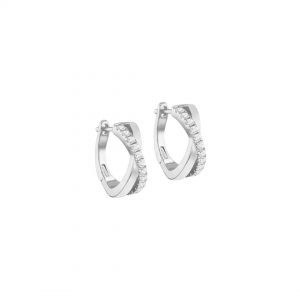 Sterling Silver CZ Crossover Creole Earrings