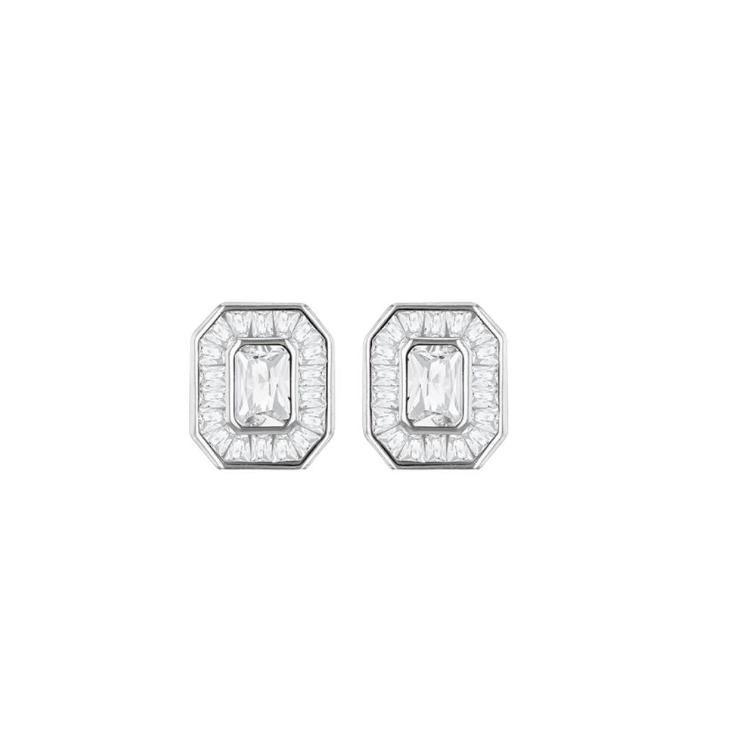 Sterling Silver Radiant CZ Stud Earrings