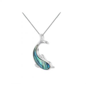 Sterling Silver Paua Shell Dolphin Pendant