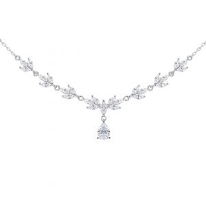 White Marquise and Teardrop CZ Necklace