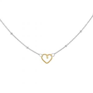 Two Tone Heart Trace & Ball Necklace